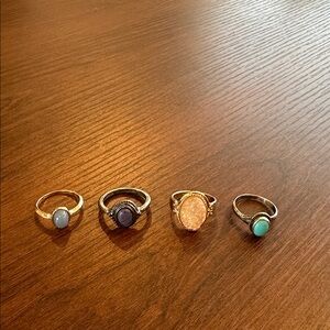 Silver and Gold Gemstone Ring Set